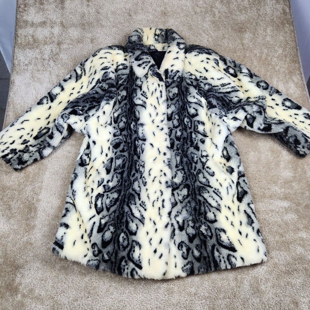 Vintage Jordache Faux Fur 3/4 Length Cheetah Animal Print Fully Lined Coat